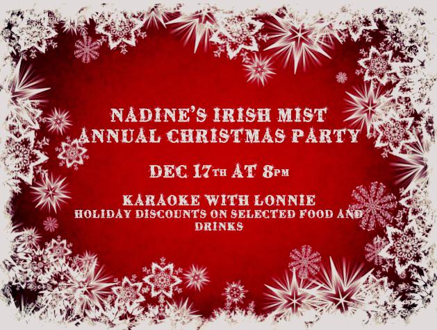 NadineIrishMist's tweet photo. Nadine's Irish Mist annual Christmas party Dec 17th from 8pm. Hope to see you all there! X http://t.co/qYzbxDPvYC