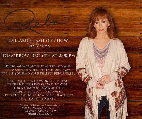 rebastyle's tweet image. Be sure to stop by the @Dillards Fashion Show tomorrow in Vegas! Personal style assistants for you and giveaways!