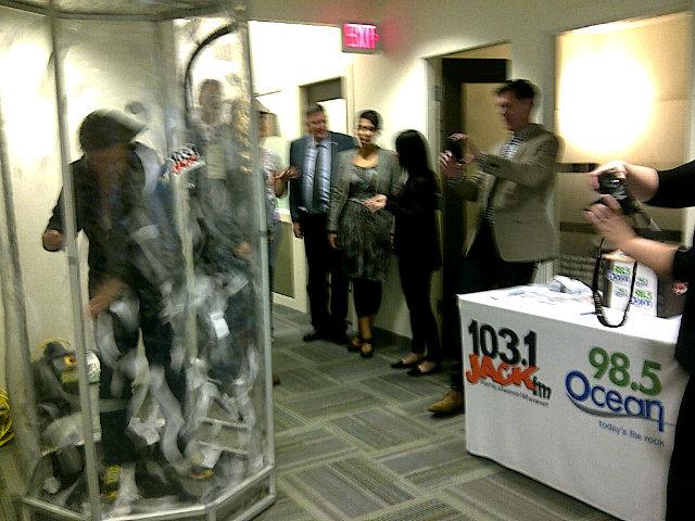 johnstonkd's tweet photo. @ocean985 and @jackvictoria cake walking and doing the tornado to raise money and wrap up @unitetochange thanks!! http://t.co/TBgcka2t5A