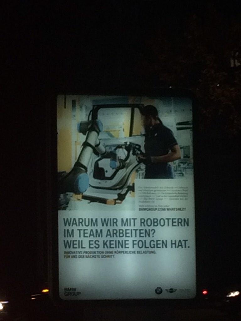 BramVDBorght's tweet image. In aachen @bmw advertises for collaborative robots on the street. #FlandersMake