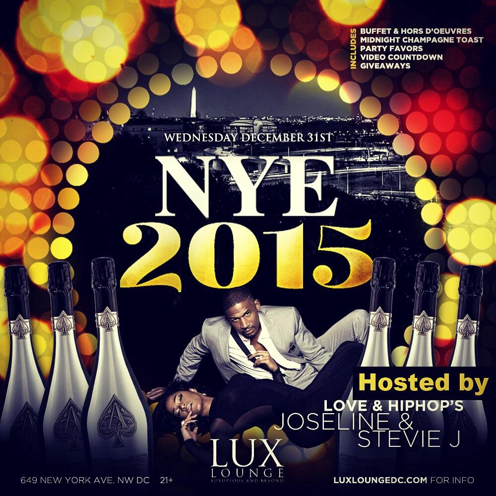 Luxdc's tweet photo. NYE 2015 HOSTED BY JOSELINE &amp; STEVIE J. : TIX NOW AT http://t.co/inqURKYmQe :  #luxlounge #NYE http://t.co/elrJ9uufYl