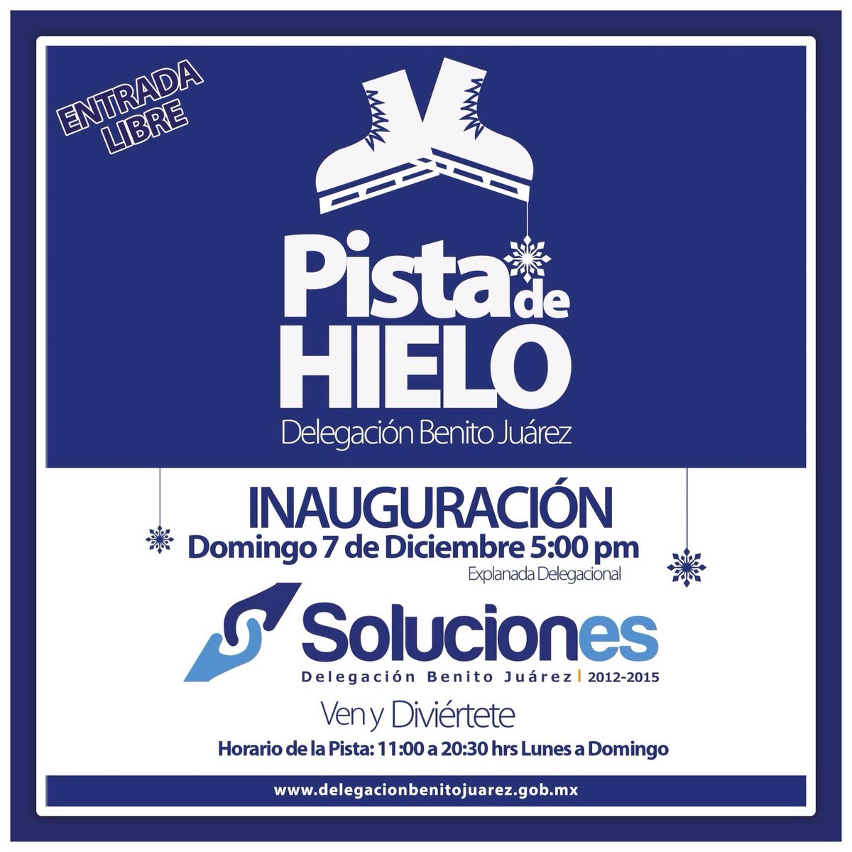 #PistaDeHieloBJ 2014 
Inauguración 07 Diciembre, 17 hrs 
Explanada  Delegacional cc <a href="/AlberguesBJ/">Albergues Deleg BJ</a> 
#SolucionesBJ