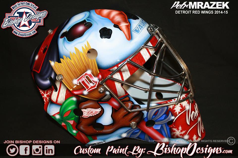 Mrazek34's tweet photo. New @DetroitRedWings Christmas Mask !!! @BishopDesigns http://t.co/Sju2e3Mnsa