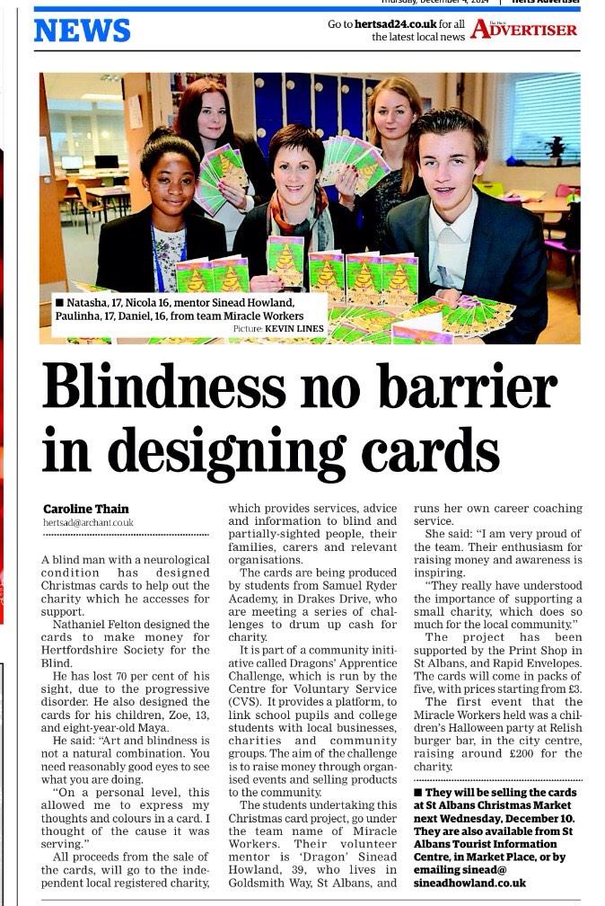 Don't miss us in the Herts Ad talking about Team Miracle Workers' Christmas card collaboration for <a href="/DragonsApp/">Dragons' Apprentice</a>