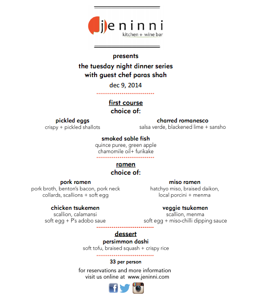 DinnerLab's tweet photo. Chef Paras Shah is creating a ramen pop-up menu on 12/9 for @JeninniKWB in #PacificGrove! Tix: http://t.co/eXxnimlNGU http://t.co/7vqLd4oVBI