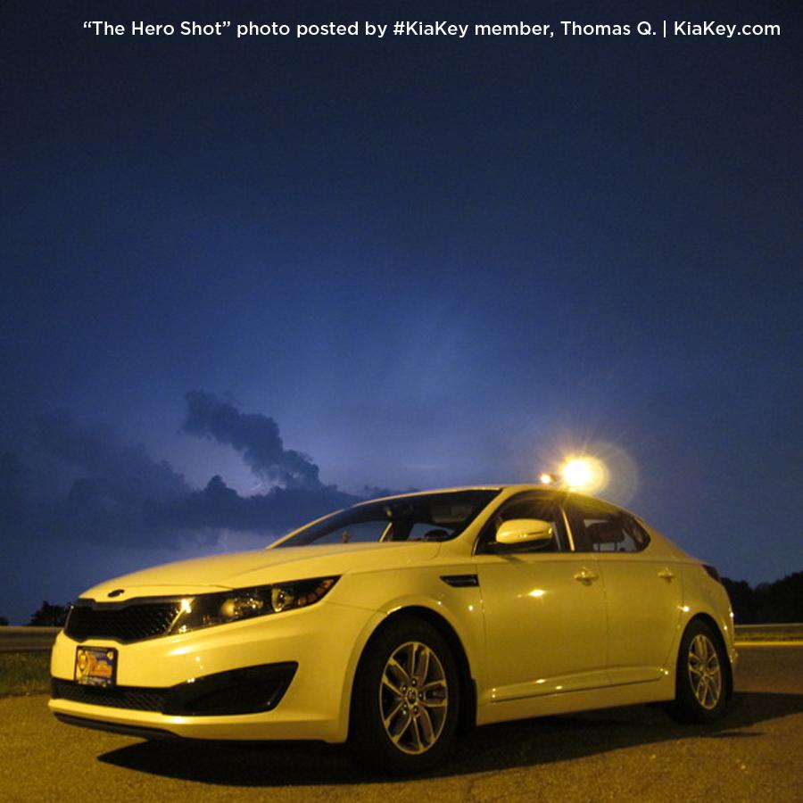 Kia's tweet photo. Thomas Q., your #KiaOptima looks like a real hero in that shot! #KiaKey http://t.co/yoRKCrv0w5 http://t.co/o4pvXAAnEf