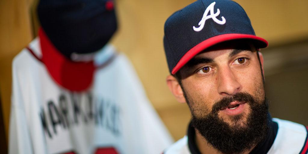 After growing up watching <a href="/Braves/">Atlanta Braves</a>, Nick Markakis "couldn't be happier" to join them: atmlb.com/1FUTiNN #HotStove
