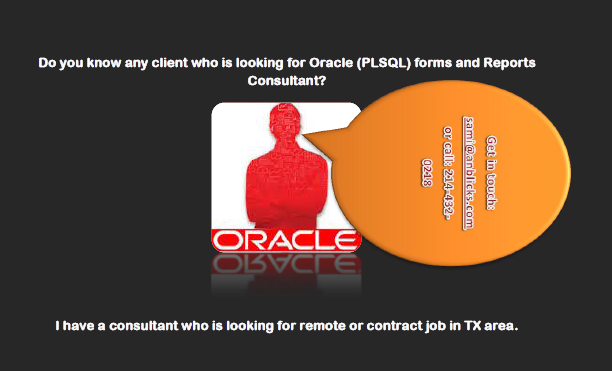 Samiuddin's tweet image. I have an #OracleFormsandreports consultant for contract job remote/onsite in Dallas.get it touch sami@anblicks.com