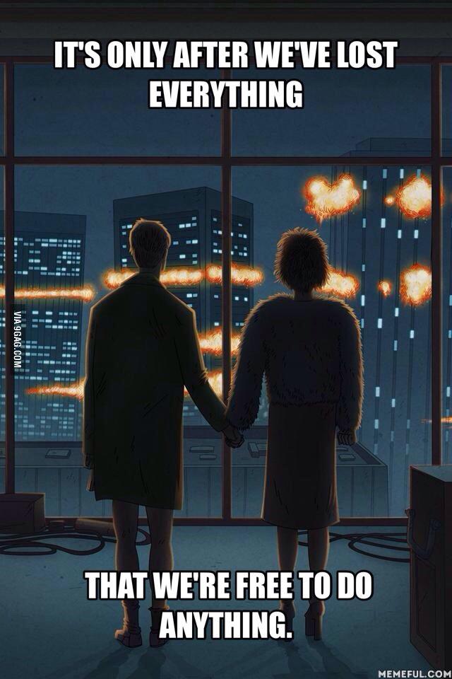 It's only after we've lost everything, that we're free to do anything. #FightClub
9gag.com/gag/aXE7eoV?re…