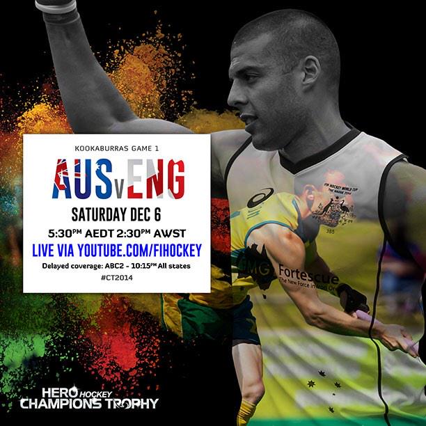 Kookaburras's tweet photo. Tonight @Kookaburras v England live on the @FIH_Hockey YouTube channel from 5:30pm AEDT/2:30pm AWST #CT2014 http://t.co/rYYkfpoVHj