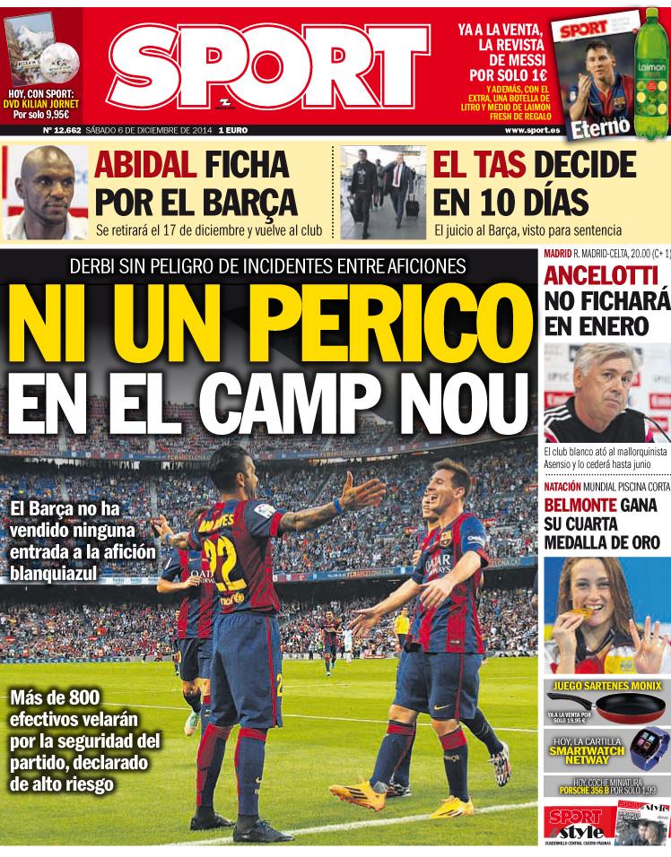 Portada de Sport del 6 de Diciembre