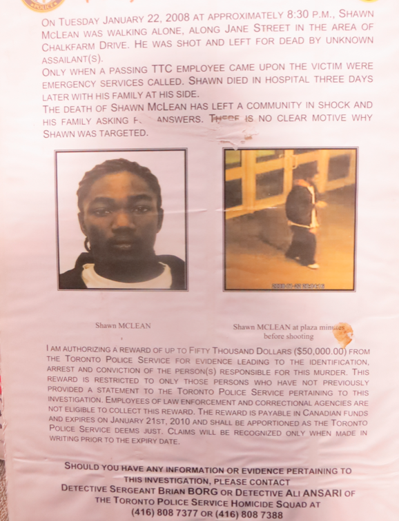 TPSHomicide's tweet photo. Who killed Shawn McLean at Jane St &amp; Chalkfarm Dr at 8:30pm January 22, 2008? Info: Contact @torontocoldcase #CStwt http://t.co/cORF5yu3w6