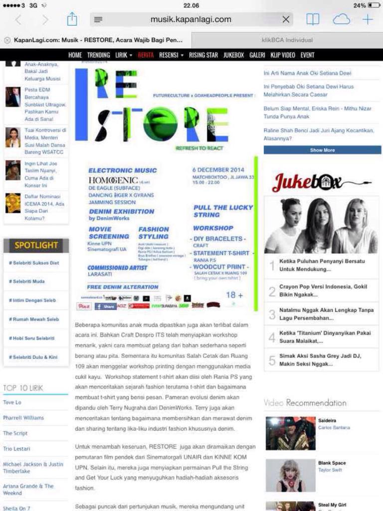 needlesfactory's tweet photo. yak masuk liputan kapanlagi musik nih acara #restore2014 #refreshgoahead http://t.co/iFKwVmkD7t
