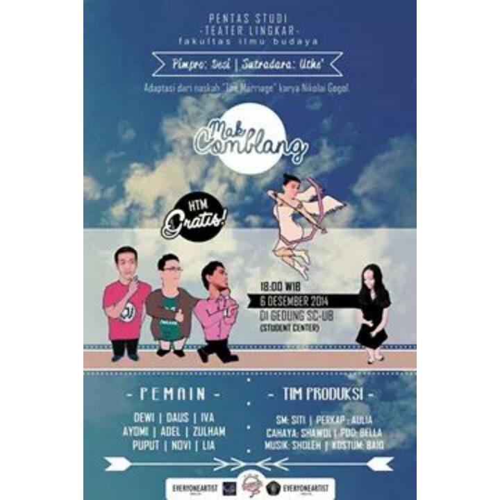 <a href="/bellbabateater/">Teater Bell Baba </a> "Mak Comblang"untuk malam minggumu yg indah. Nanti malam 18.00 <a href="/gedung/">Hidarman</a> SC UB. Htm: GRATIS