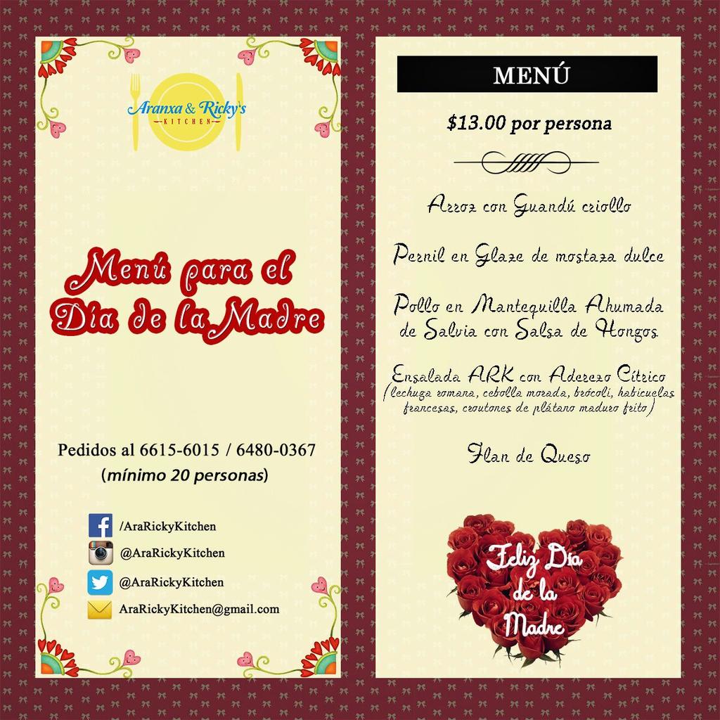 AraRickyKitchen's tweet photo. No te pierdas la oportunidad de agasajar a mamá en este Día de las Madres. Pedidos al email ararickykitchen@gmail.com http://t.co/r4CAQZJmd9