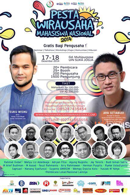 Ini ada event keren nan ganteng, dengan 20 pembicara top. Jangan sampai ketinggalan ya! Man eman banget!!!