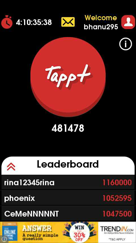 bhanu295's tweet photo. I tappt 481478 times the red button! Check this cool app and get the money!

http://t.co/L3vXwxsZHj http://t.co/8d24hsMVgB