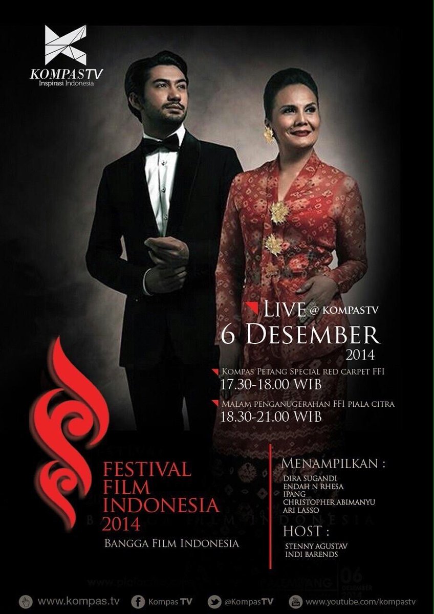 KompasTV's tweet photo. 2 jam lagi menuju Malam Penganugerahan #FFI2014 #BanggaFilmIndonesia http://t.co/RjfHk6gPba