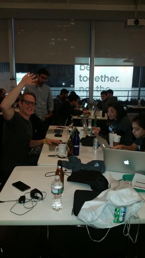 sherinewton2's tweet photo. #hackvia coffe and donuts run....still going strong. #hackathonlyfe #viacom http://t.co/aPOoiF2hLY