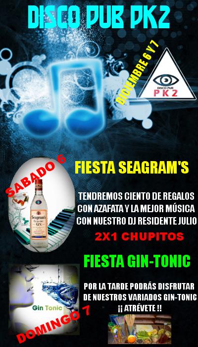 DISCOPUBPK2's tweet photo. Sabado y domingo FIESTA SEAGRAM'S Y GIN-TONIC tendremos cientos de regalos ,azafatas,2x1 xupits y ls mejrs gintonic http://t.co/pnOADTbXvx