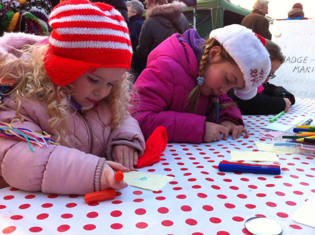 face2facedorset's tweet photo. Some aspiring young badge-makers @face2facedorset at Swanage Christmas Market. Here until 4:00. http://t.co/ucIUgMcqac