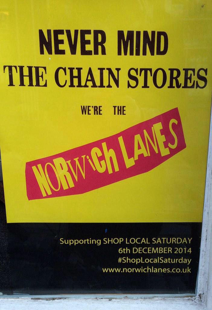 Today is #ShopLocalSaturday.  A big shout to all the small and family run businesses in #Norwich.  <a href="/NorwichLanes/">Norwich Lanes</a>