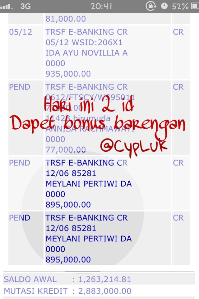 CypLuk's tweet photo. Uwow doble bonus di akhir minggu. Saldoq lansung menggelembung alhamdulilah ya. Rajin bisnis biospray @SukaSuka_Shop http://t.co/NorQURw2VA