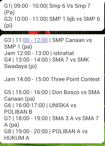 STIEBasketputra's tweet photo. hi , maaf baru buka twitter . mimin busy bgt . ini jadwal Final Besok ya . 07-12-2014 http://t.co/Q1Wh7Owc7j