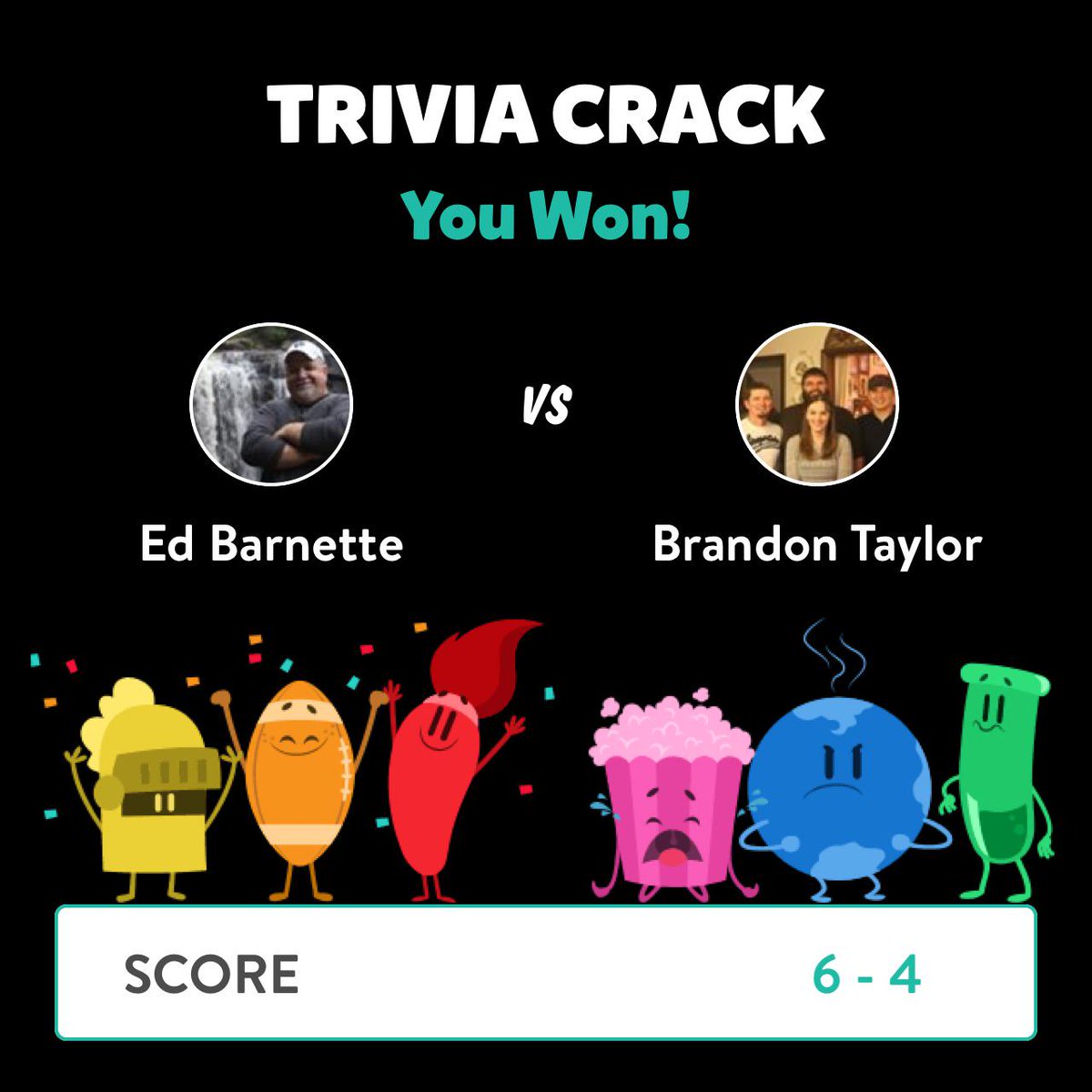 Barnman64's tweet image. Ed Barnette just won a game against Brandon Taylor in Trivia Crack!  triviacrack.com/en/landing