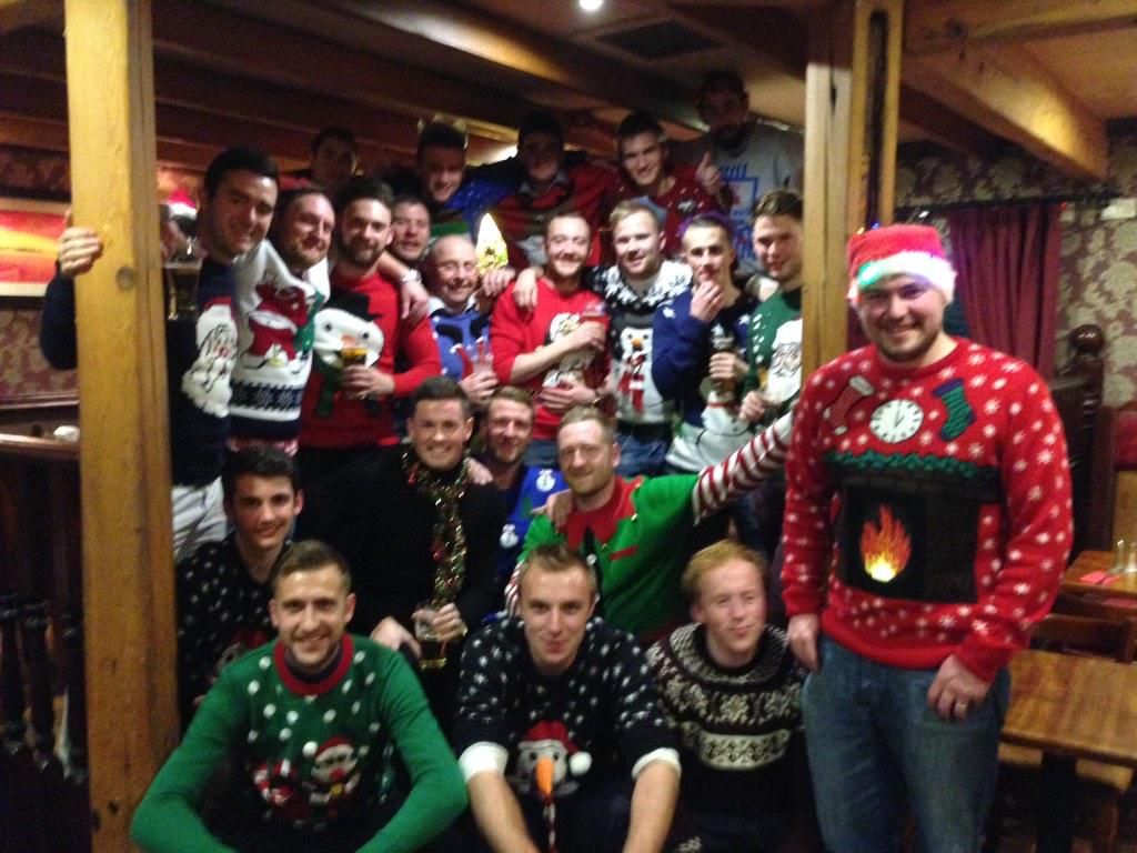 FirstLisburnFC's tweet photo. Out for Christmas dinner!! #christmasjumpers http://t.co/qVKy8YEc6C