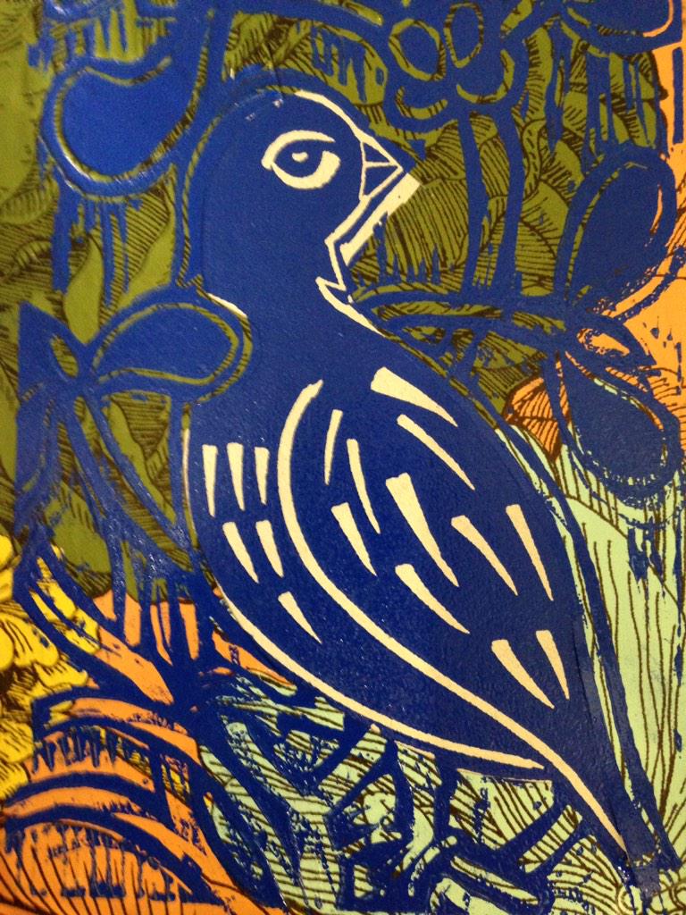 Mintprint's tweet photo. I taught a lino cut Christmas cards workshop @wyprintworkshop  their work was fab! http://t.co/kJKP8Oimyn