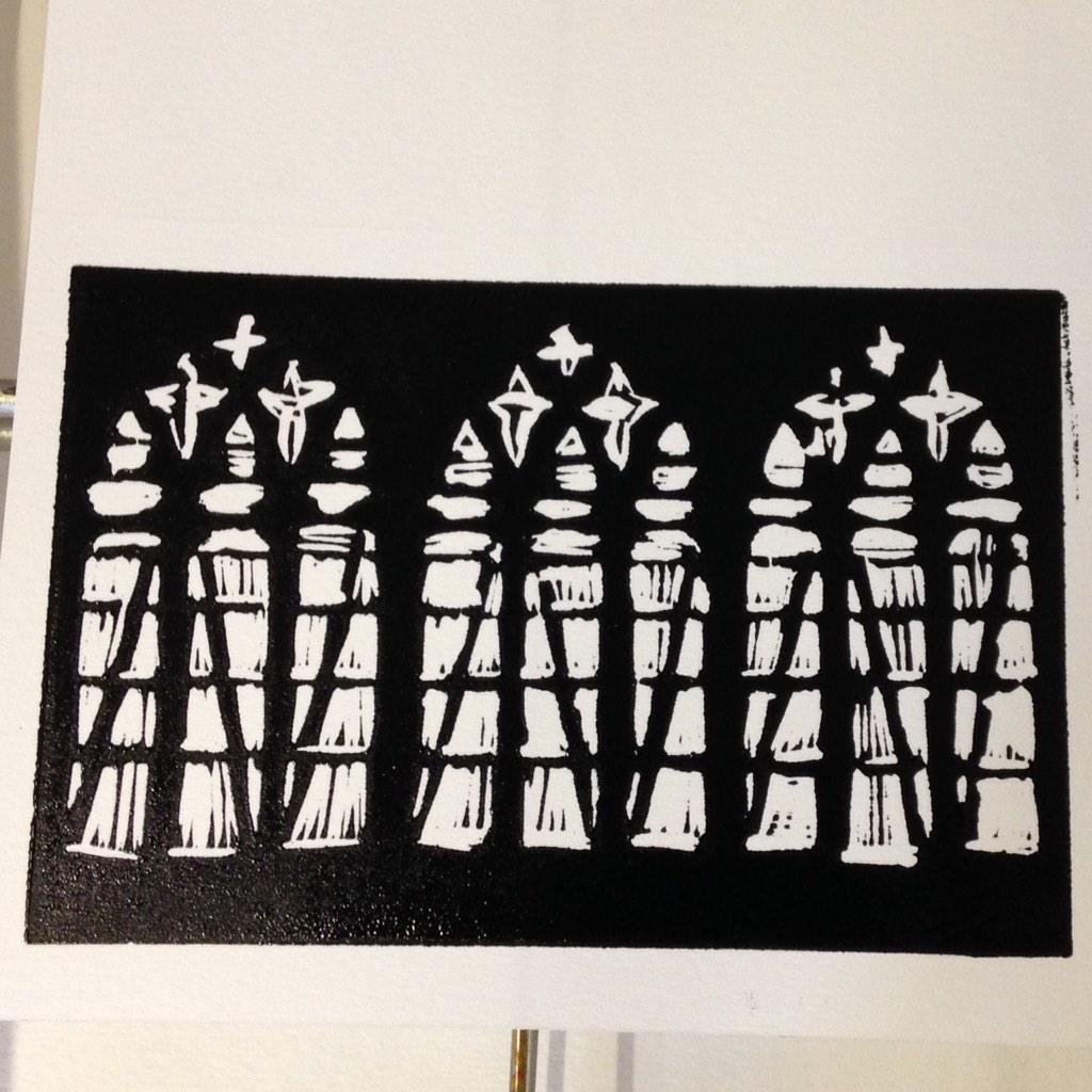 Mintprint's tweet photo. I taught a lino cut Christmas cards workshop @wyprintworkshop  their work was fab! http://t.co/kJKP8Oimyn