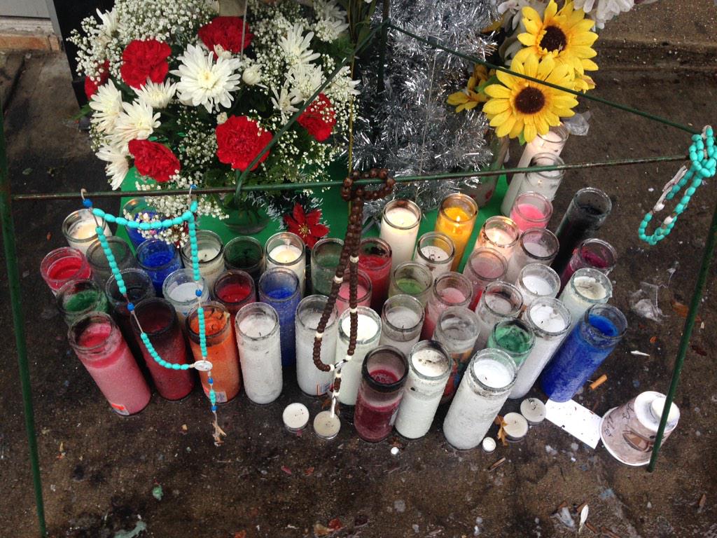 Yamiche's tweet image. It's a sad, rainy day in Staten Island at the site where #EricGarner was killed.
