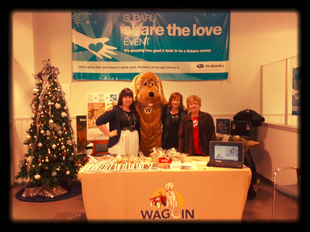 citizenslibrary's tweet photo. Our library mascot, Fetch, visited @buddbaer today for Subaru's #SharetheLove event! http://t.co/C5GgSvnyYR http://t.co/0O0LyOaUFd