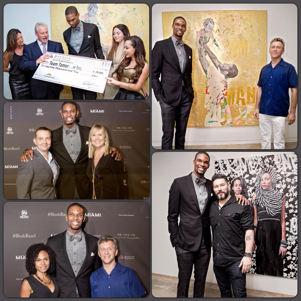 chrisbosh's tweet photo. Thank you to our sponsors @BobDrinon @premierbev @yeelengallery and artists @jsoimaud @timokamuraart #BoshBasel http://t.co/qLG9yJsbrd
