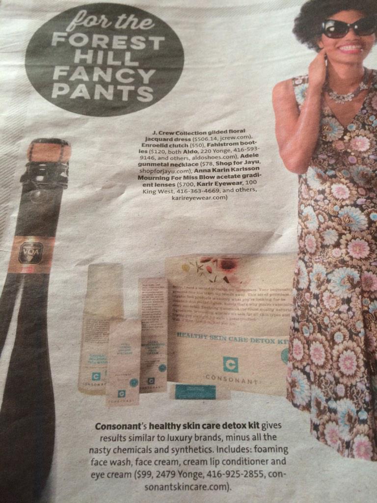 Spotted my fave skin care line in <a href="/nowtoronto/">Now Toronto</a> holiday gifts guide. Such a great gift, they're right on! <a href="/consonant/">Consonant Skin+Care</a>