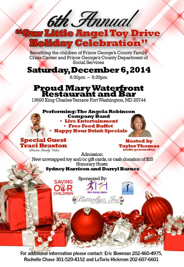 TraBirds's tweet photo. #Trabirds Join me tonight for the 6th Annual "Our Little Angel Toy Drive Holiday Celebration" at Proud Mary's in MD http://t.co/4Wd98xHQDW