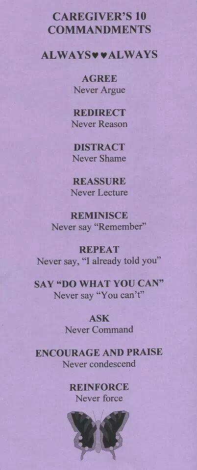 #Caregiver 10 Commandments for #dementia/#Alzheimers. <a href="/JHARTFOUND/">Iwo Kaczmarek</a> <a href="/ConsumerVoices/">National Consumer Voice for Quality Long-Term Care</a> <a href="/seniorhomes/">SeniorHomes.com</a> <a href="/careuk/">Care UK</a> <a href="/SrCareCorner/">Senior Care Corner</a>