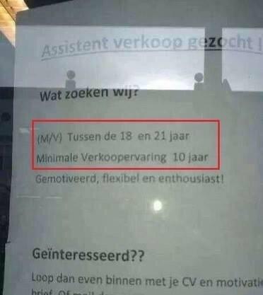 Over ONMOGELIJKE functie eisen gesproken...  #Pfff