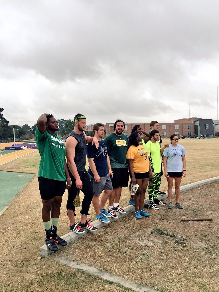 CoachLucais's tweet photo. Green & Gold Inter-Squad the past two days with these Beefcakes! Many Great marks this fall semester. #SLUthrows http://t.co/HQttvmT3OQ