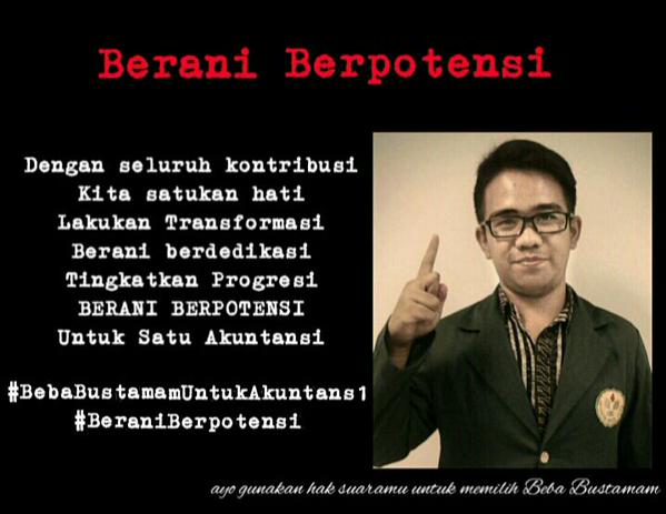 ernawatifebrian's tweet photo. Pilih #1 #BebaBustamamUntukAkuntans1 #BeraniBerpotensi http://t.co/wi8G70tzSL