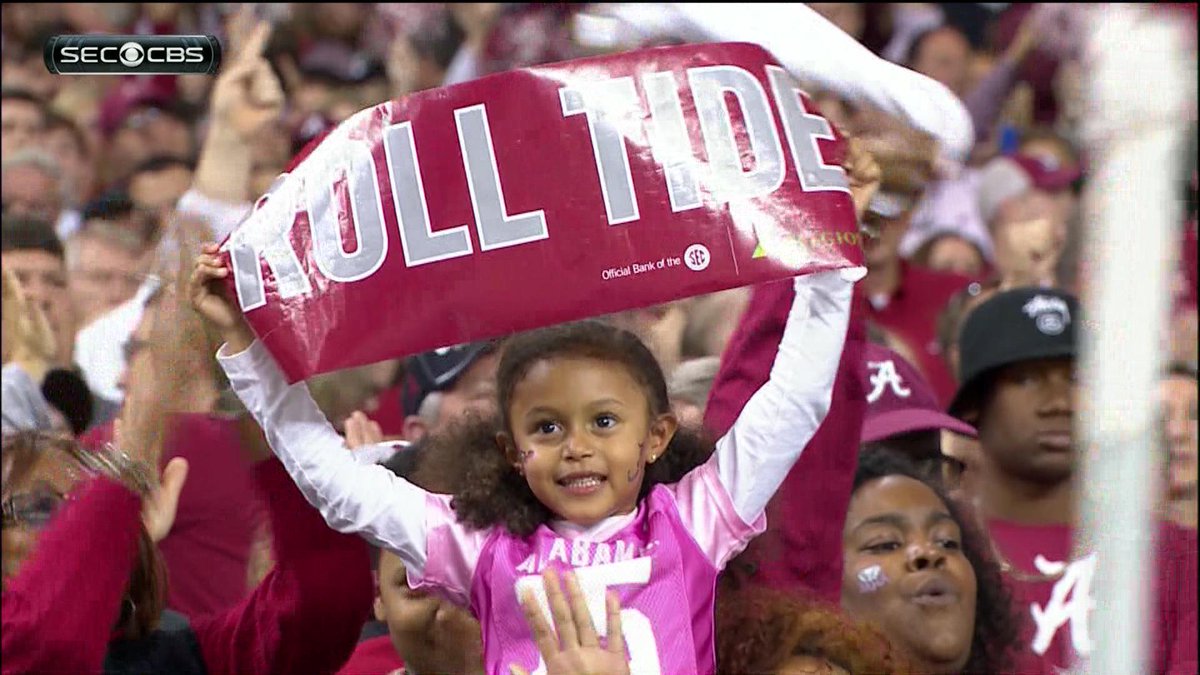 CBSSportsCFB's tweet image. Blake Sims has his biggest fan in the crowd today: his daughter Kyla. #SECChampionship