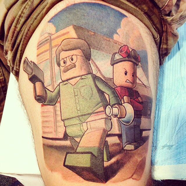 TheBrickNetwork's tweet photo. Tat by Painful Reminders. #lego #breakingbad #amc #minigs #art http://t.co/2xMeKi8TRI