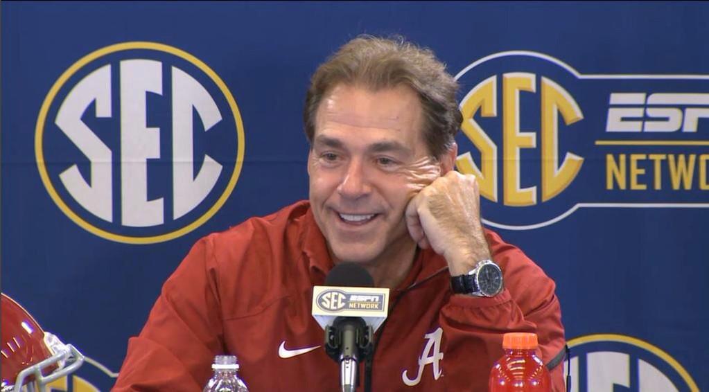 He smiled!!!! I'm sorry for whoever Bama plays next.....