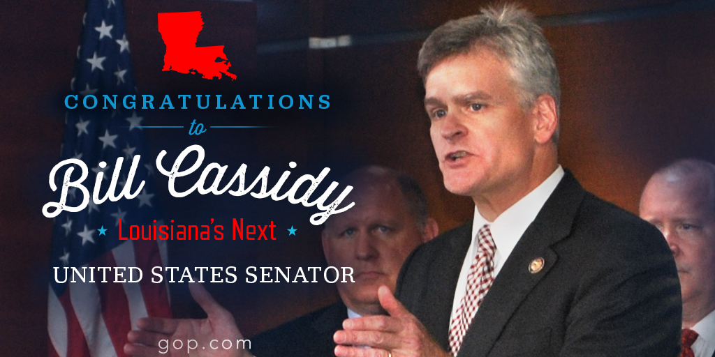Reince's tweet photo. Retweet &amp; Congratulate Senator-elect @BillCassidy on his resounding victory tonight in #Louisiana! http://t.co/ThbiFZKkdp