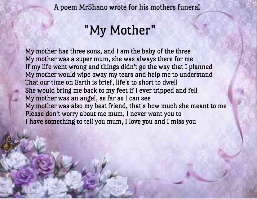 “A poem i wrote for my mothers funeral #Mum #Poem #MyMother #MissYou #LoveY...