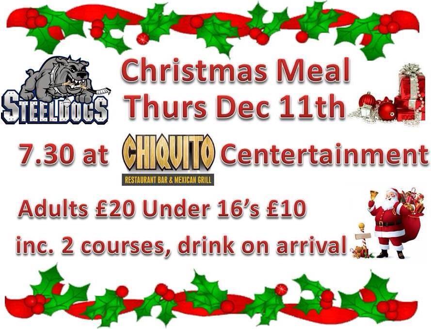 Tonight is the last chance to book your place at the team &amp; fans Christmas meal <a href="/TheChiquito/">Chiquito</a> facebook.com/Steeldogssuppo…