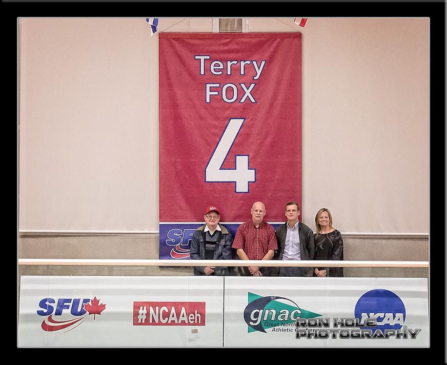 Ron J Hole (@ronh_pm) on Twitter photo The Fox family were on hand to help with the <a href="/SFUClan/">Andre Ferguson</a> retirement of Terry Fox's #4 jersey. The Fox family were on hand to help with the <a href="/SFUClan/">Andre Ferguson</a> retirement of Terry Fox's #4 jersey.