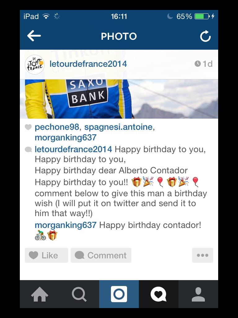 Happy birthday alberto contador! Sorry its a day late. But happy birthday!       