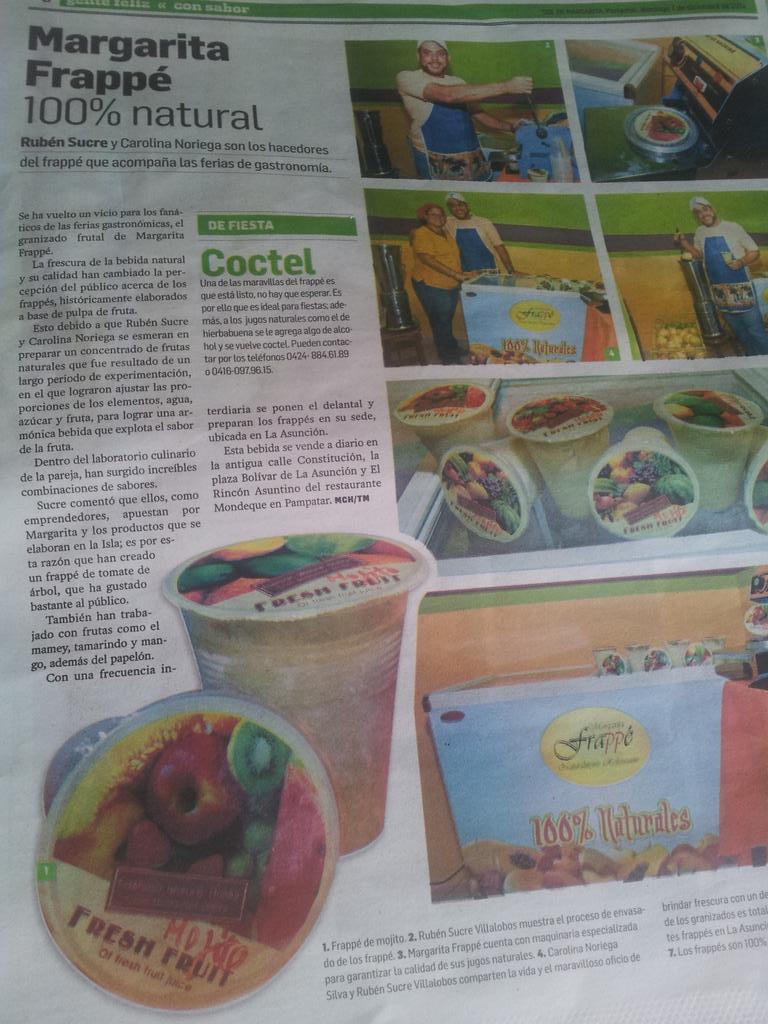 miguelbriggs's tweet photo. Que orgullo leer que se reconoce la labor de nuestros aliados @margaritafrappe en el @soldemargarita http://t.co/40h9JvS2RV